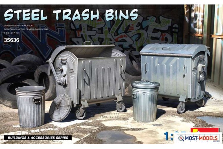 1:35 MiniArt 35636 Steel Trash Bins - Min35636 art 1 - MIN35636