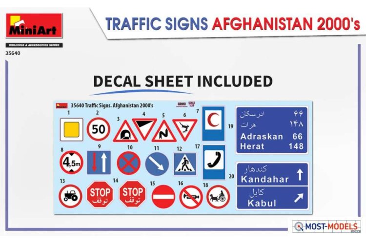 1:35 MiniArt 35640 Traffic Signs Afghanistan 2000s - Min35640 decal - MIN35640