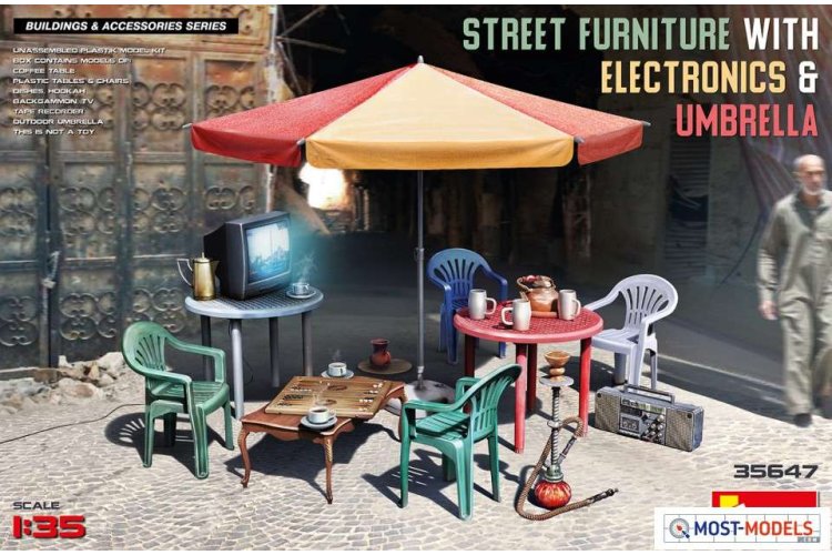 1:35 MiniArt 35647 Street Furniture with Electronics & Umbrella - Min35647 art 1 - MIN35647