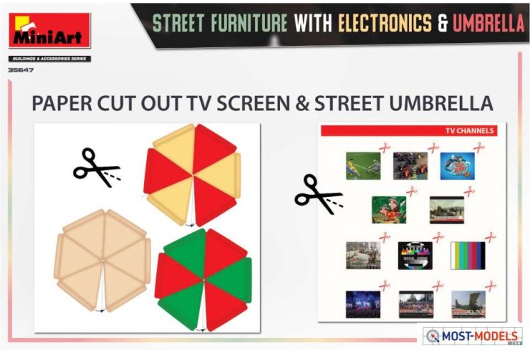 1:35 MiniArt 35647 Street Furniture with Electronics & Umbrella - Min35647 img2 - MIN35647