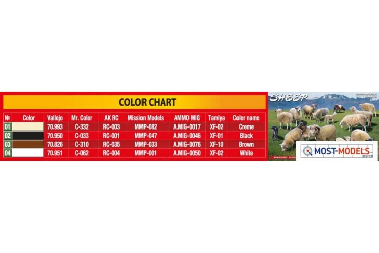 1:35 MiniArt 38042 Sheeps - Min38042 color chart - MIN38042