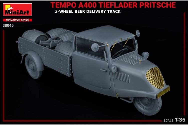 1:35 MiniArt 38045 Tempo A400 Tieflader Pritsche 3-Wheel Beer Delivery Truck - Min38045 6 - MIN38045