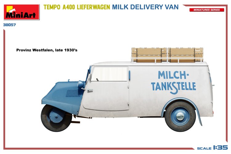 1:35 MiniArt 38057 Tempo A400 Lieferwagen Milk Delivery Van - Min38057 2 - MIN38057