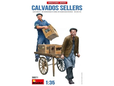 1:35 MiniArt 38071 Calvados Sellers - 2 Figures - Cart and Crates with Bottles - Min38071 art - MIN38071