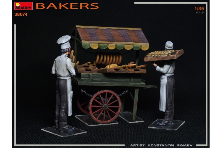 1:35 MiniArt 38074 Bakkers - 2 Figuren - Kratten met bakkerij producten - Min38072 4 - MIN38074