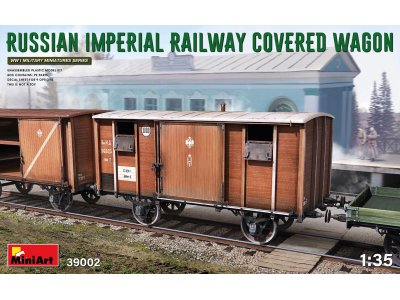 1:35 MiniArt 39002 Russian imperial railway covered wagon WWI - Min39002front - MIN39002
