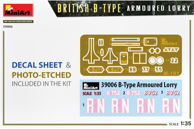 1:35 MiniArt 39006 British B-Type Armoured Lorry - Min39006 decal pe - MIN39006