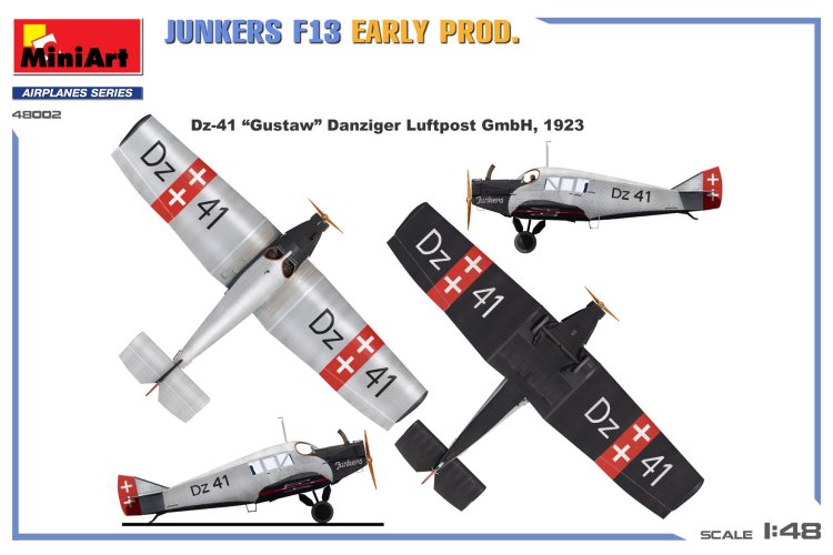 1:48 MiniArt 48002 Junkers F13 - Vroege Productie - Propeller Vliegtuig - Min48002 17 - MIN48002