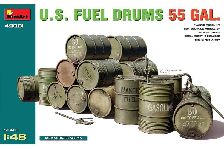 1:48 MiniArt 49001 U.S. Fuel Drums 55 Gals. Set - Min49001 1 - MIN49001