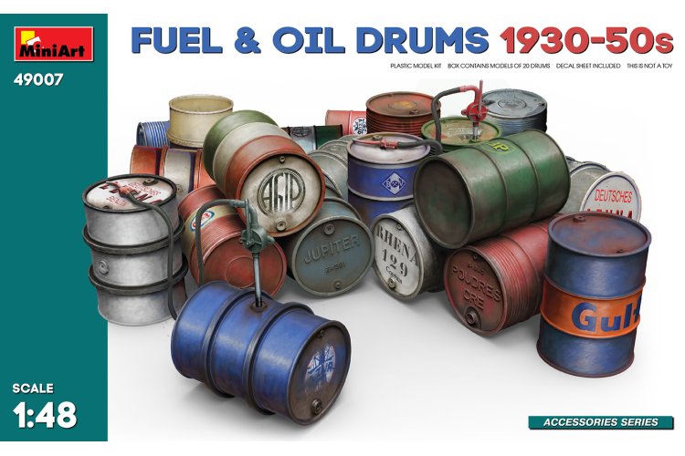 1:48 MiniArt 49007 Fuel & Oil Drums 1930-50s - Min49007 1 - MIN49007