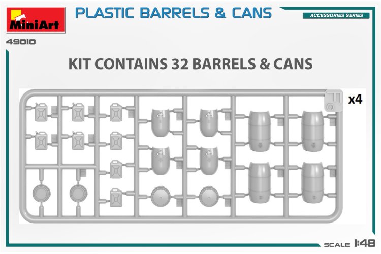 1:48 MiniArt 49010 Plastic Barrels and Cans for Diorama - Min49010 2 - MIN49010