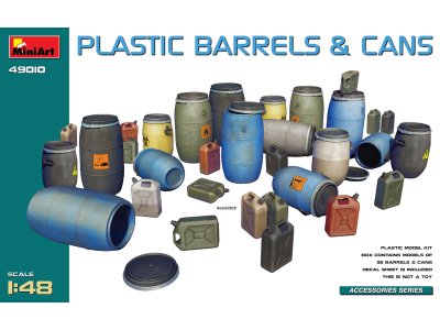 1:48 MiniArt 49010 Plastic Barrels and Cans for Diorama - Min49010 - MIN49010