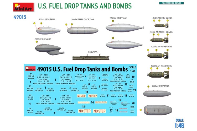 1:48 MinIArt 49015 U.S. Fuel Drop Tanks and Bombs - Min49015 2 - MIN49015