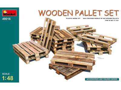 1:48 MiniArt 49016 Wooden Pallet Set for Diorama - 20 Pieces - Min49016 1 - MIN49016