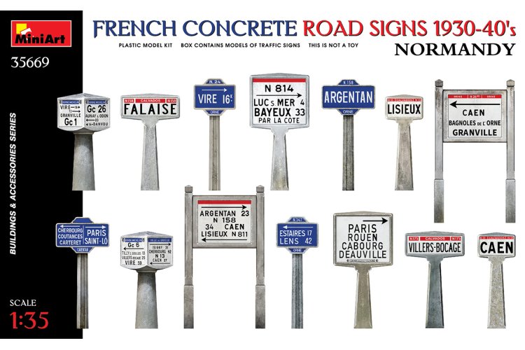 1:35 MiniArt 35669 French Concrete Road Signs 1930-40s Normandy - Mini35669 1 - MIN35669