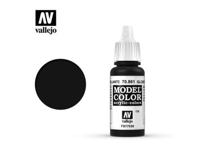 Vallejo 70861 Model Color Glossy Black - Acryl - Model color vallejo glossy black 70861 - VAL70861-XS