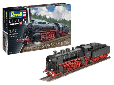 1:87 Revell 02168 Express locomotive  S3/6 BR18(5) with Tender 2-2-T - Rev02168 - REV02168