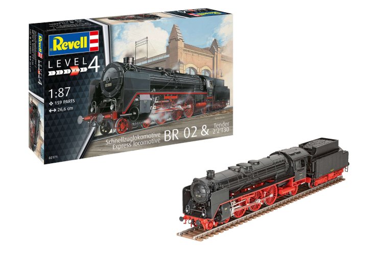 1:87 Revell 02171 Express locomotive BR 02 & Tender 2'2'T30 - Rev02171 schnellzuglokomotive br 02 u tender 2 2 t30 01 1 - REV02171