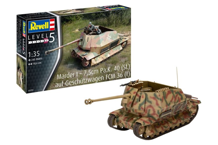 1:35 Revell 03292 Marder I - 7,5cm Pa.K. 40 (Sf.) auf FCM 36(f) - Rev03292 marder i 7 5cm pa k 40 sf auf fcm 36 f 01 1 - REV03292