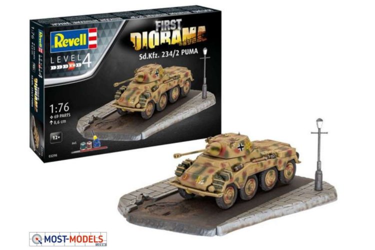 1:76 Revell 03298 First Diorama Set - Sd.Kfz. 234/2 Puma - Starter kit - Rev03298a 1 - REV03298