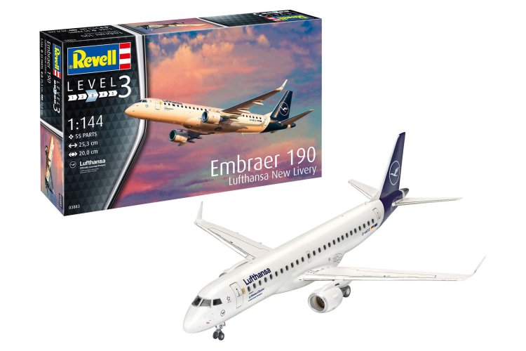 1:144 Revell 03883 Embraer 190 Lufthansa Plane - New Livery - Rev03883 embraer 190 lufthansa new livery revell modelbouwpakket 03883 embraer 190 lufthansa new livery 01 1 - REV03883