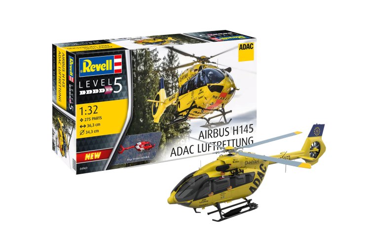 1:32 Revell 04969 German Helicopter Airbus H145 ADAC/REGA - Rev04969 airbus h145 adac luchtredding revell modelbouwpakket 04969 airbus h145 adac luftrettung 01 - REV04969