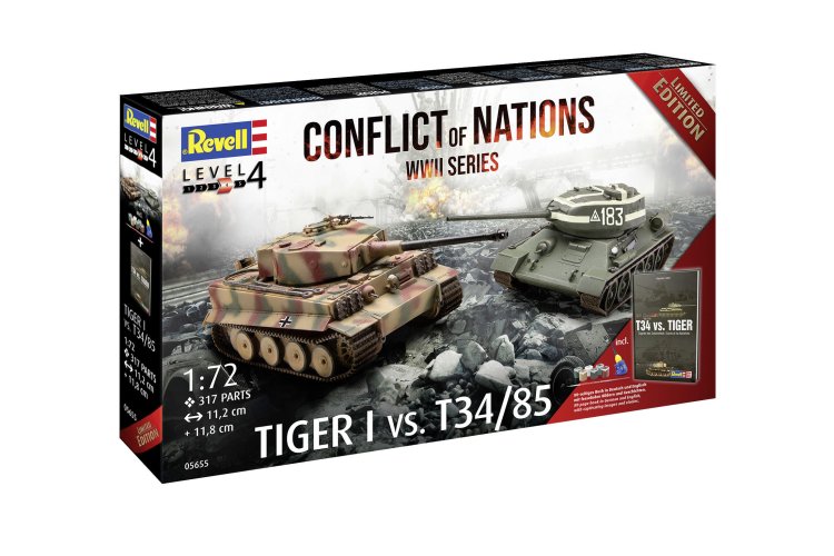 1:72 Revell 05655 Conflict of Nations WWII - Tiger I vs. T34/85 - Geschenkset met Boek - Rev05655 3 - REV05655