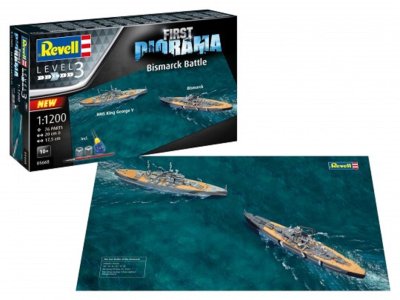 1:1200 Revell 05668 First Diorama Set - Bismarck Battle - Starter Kit - Rev05668 - REV05668