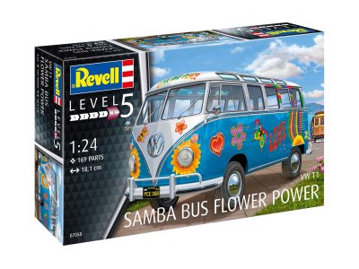 1:24 Revell 07050 Volkswagen VW Samba T1 "Flower Power" - Rev07050 5front - REV07050