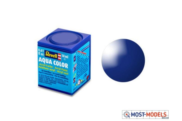 Revell Aqua  #51 Ultramarine Blue - Gloss - RAL5002 - Acryl - 18ml - Rev36151 1 1 - REV36151-XS