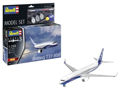 1:288 Revell 63809 Boeing 737-800 Aircraft - Model Set - Rev63809 model set boeing 737 800 revell modelbouwpakket met basisaccessoires 63809 01 - REV63809