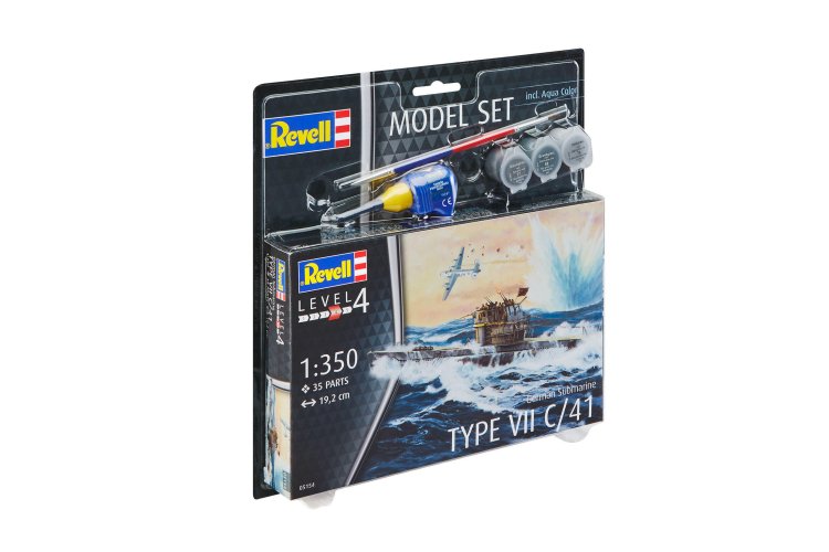 1:350 Revell 65154 German Submarine Type VII C/41 - Model Set - Rev65154 model set german submarine type vii c 41 020 - REV65154