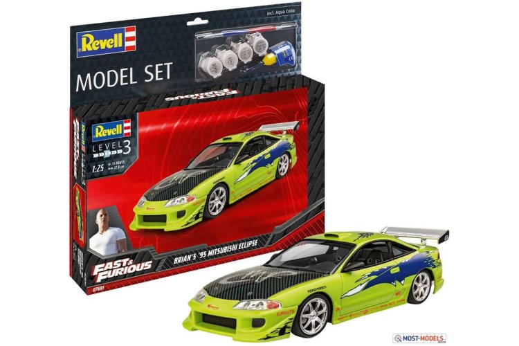 1:25 Revell 67691 Fast & Furious Brian's 1995 Mitsubishi Eclipse - Model Set - Rev67691 fast and furious revell eclipse - REV67691