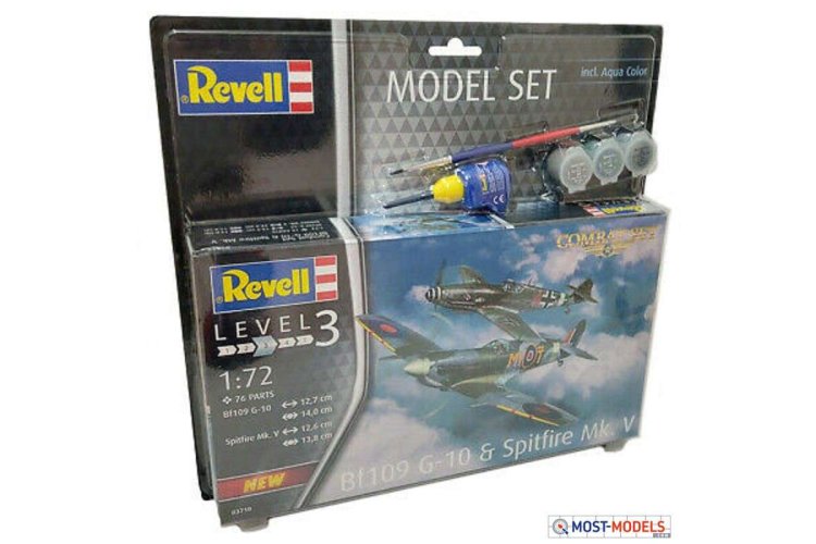 1:72 Revell 63710 Combat Set Bf109G-10 & Spitfire Mk.V - Model Set - Revell 63710 combat set 1 - REV63710