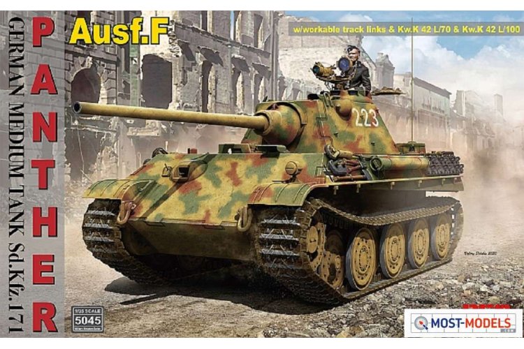 1:35 Rye Field Model 5045 German Medium Tank Sd.Kfz.171 Panther Ausf. F w/ workable track, Kw.K L/70 & Kw.K L/100 - Rfm5045 rye field model panther ausf f 1 - RFM5045