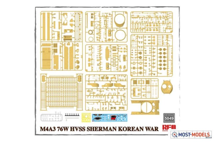 1:35 Rye Field Model 5049 M4A3 76W HVSS Sherman Korean War - Rfm5049 4 - RFM5049