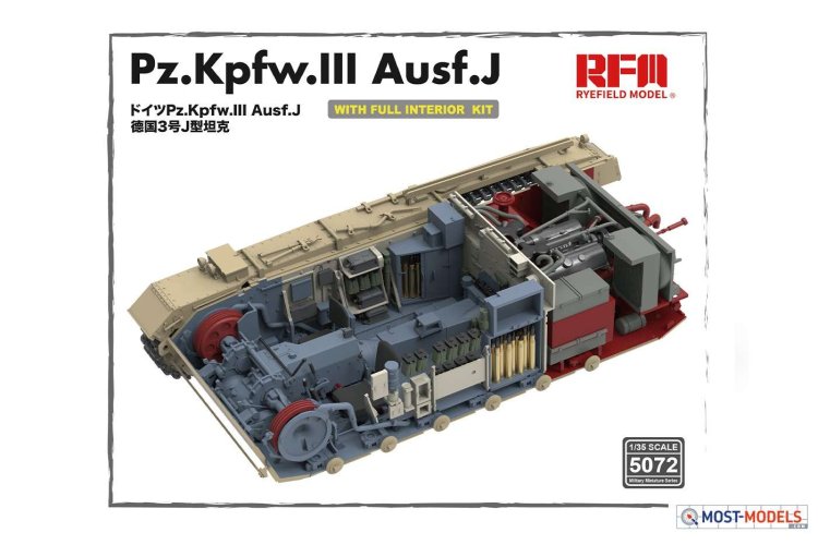 1:35 Rye Field Model 5072 Pz.Kpfw.III Ausf. J Tank - Full Interior Kit - Rfm5072 1 - RFM5072