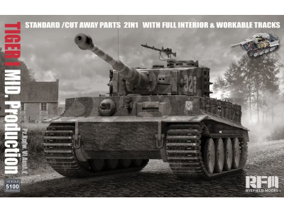 1:35 Rye Field Model 5100 Pz.Kpfw. VI Ausf. E Tiger I Mid. Production w/full interior & workable tracks - Rfm5100 - RFM5100