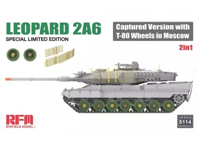 1:35 Rye Field Model 5114 Leopard 2A6 Tank - Captured Version with T-80 Wheels in Moscow - Rfm5114 1 - RFM5114