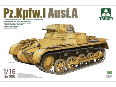 1:16 Takom 1008 Pz.Kpfw.I Ausf.A Tank - Tak1008 takom 1008 tank kit - TAK1008