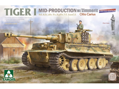 1:35 Takom 2200 Tiger I Mid Production w/zimmerit - Sd.Kfz. 181 Pz.Kpfw. VI Ausf. E Otto Carius - Tak2200 - TAK2200