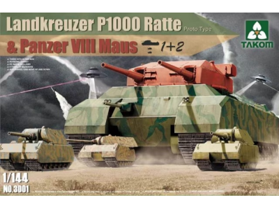 1:144 Takom 3001 Landkreuzer P1000 Ratte & Panzer VIII Maus - Tak3001 - TAK3001