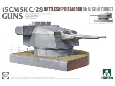 1:72 Takom 5014 15CMSK C/28 Battle Ship Bismarck Bb II/Stb II Turret - Tak5014 - TAK5014