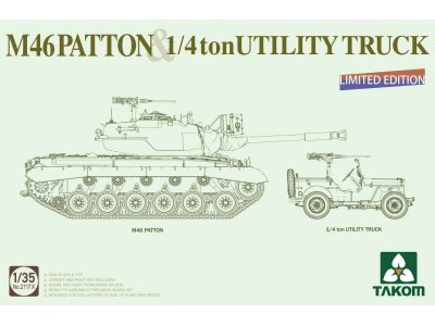 1:35 Takom 2117X Medium Tank M46 Patton + 1/4 ton Utility Truck - Limited Edition - Takom2117x - TAK2117X