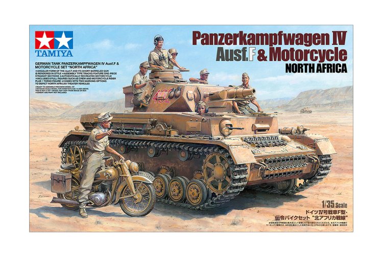 1:35 Tamiya 25208 Panzerkampfwagen IV Ausf F & Motorcycle North Africa - Tam25208 - TAM25208