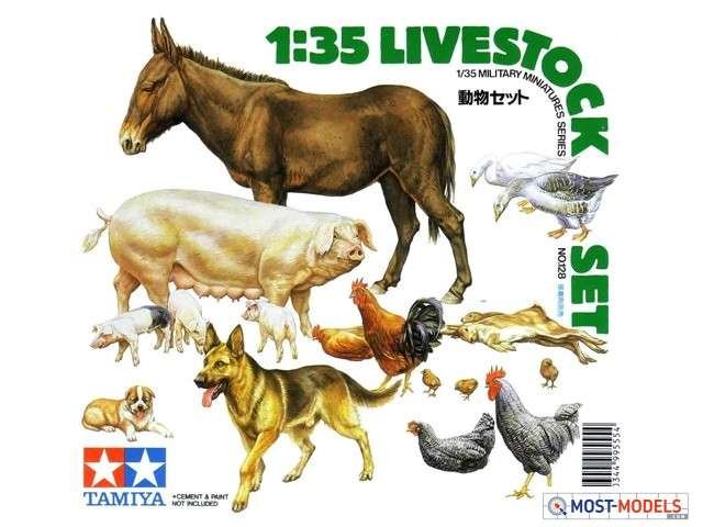 1:35 Tamiya 35128 Diorama-Set Livestock (18 animals) - Tam35128 1 - TAM35128