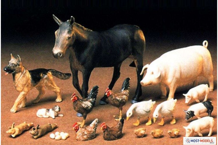 1:35 Tamiya 35128 Diorama-Set Livestock (18 animals) - Tam35128 2 - TAM35128