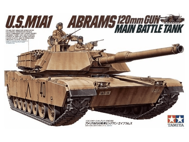 1:35 Tamiya 35158 US MBT M1A1 Abrams w/Mine Plow and 2 Figures - Tam35158 1 - TAM35158