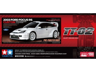 1:10 Tamiya 47495 RC  Ford Focus RS Custom TT-02 - Gelakte Carrosserie - Tam47495 1 - TAM47495