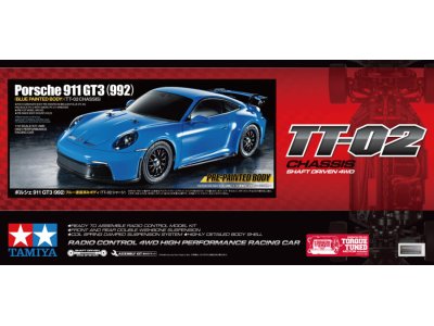 1:10 Tamiya 47496 RC Porsche 911 GT3 (992) Blue TT-02 - Tam47496a - TAM47496